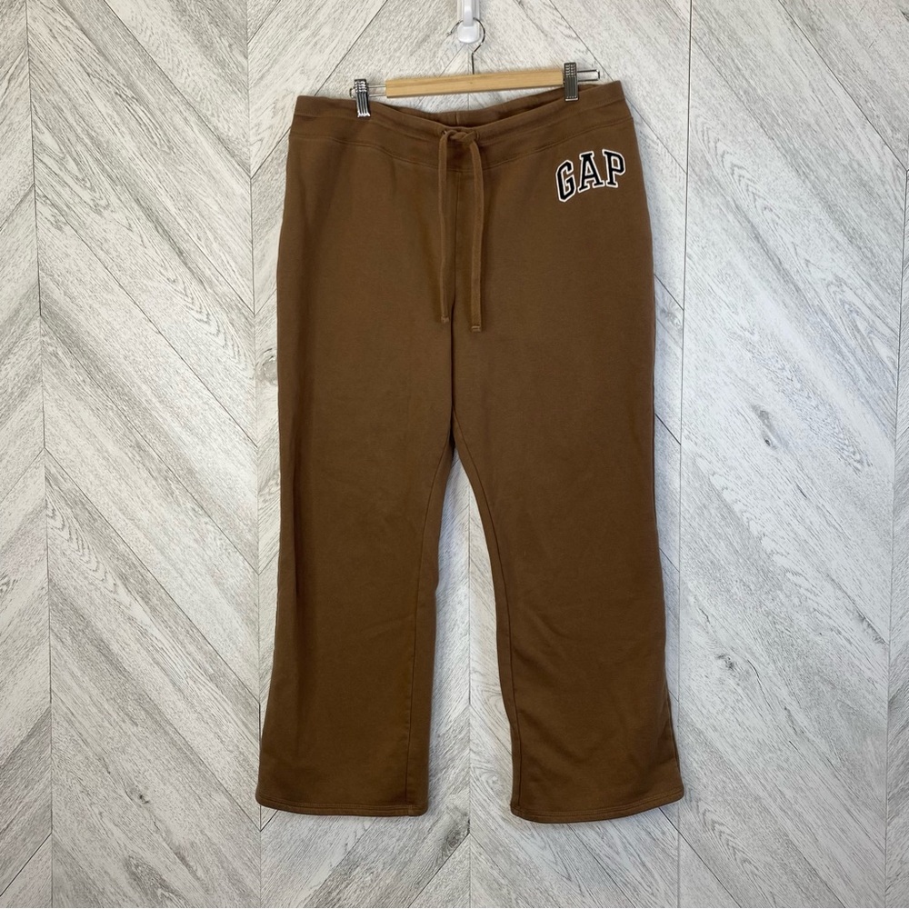 Gap Women's Light Brown Sweat Pants Size XL Drawstring Waistband Wide Leg Jogger